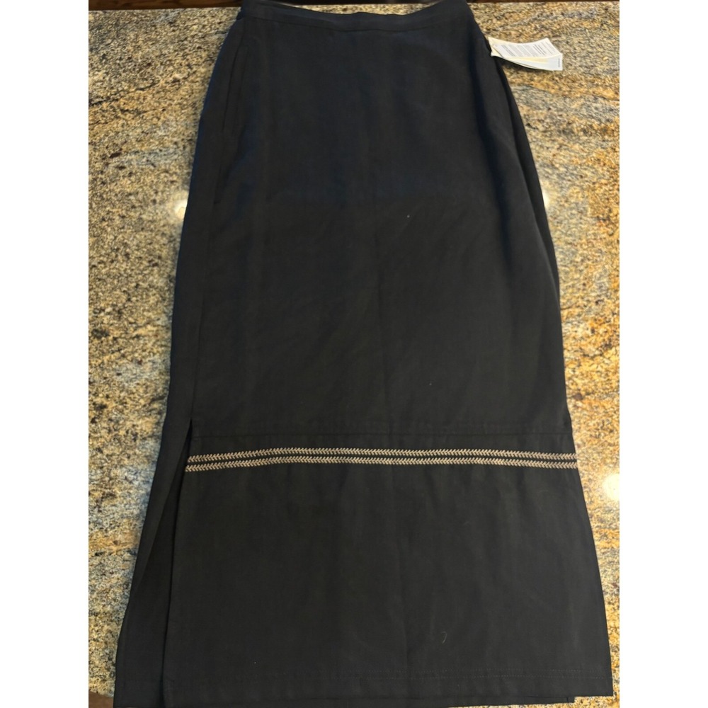 Vtg Cynthia Max Black Maxi Skirt Long Pencil Skirt Career‎ Wear Work Slit Size S